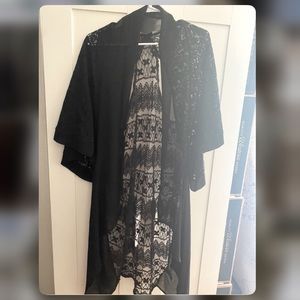 Lush Black lace cutout duster